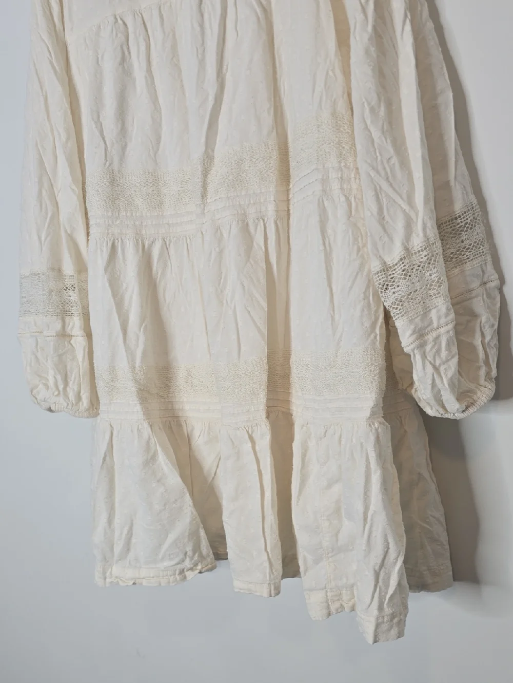 Old Navy Cream Long-Sleeve Lace Tiered Cottagecore Dress - Picture 10 of 10